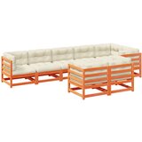  8-dijelni set vrtnih sofa s jastucima voštano smeđi od borovine | shoptok.hr