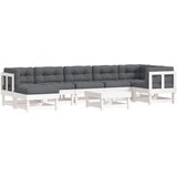 Maison Chic Seti vrtnega pohištva - Vrtna garnitura - Vrtni pohištvo set 8-delna z blazinami bela trdna borovina, (21801335) | Shoptok.si