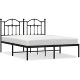 The Living Store Kovinski posteljni okvir z vzglavjem črn 140x190 cm - Posteljni Okvir, (21526032) | Shoptok.si
