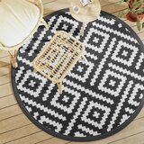 vidaXL Vanjski tepih bijelo-crni Ø 160 cm PP | shoptok.hr