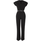 Trendyol Black Belted Double Breasted Collar Jumpsuit | shoptok.hr
