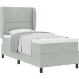 vidaXL Postelja z vzmetnico Svetlo siva 80x200 cm Žamet | Shoptok.si