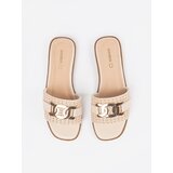GOODIN Beige women's flip-flops with a gold chain | shoptok.hr