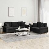  2-dijelni set sofa s jastucima crni baršunasti | Eponuda.com