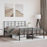  Metalni okvir kreveta uzglavlje i podnožje crni 150x200 cm | shoptok.hr
