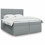 vidaXL Box spring postelja z vzmetnico svetlo siva 200x200 cm blago | Shoptok.si