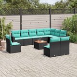  Vrtna sedežna garnitura 11-delna z blazinami črn poli ratan, (21113349) | Shoptok.si