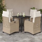  5-dijelni vrtni blagovaonski set od poliratana s jastucima bež Dužina stola 80 cm | shoptok.hr
