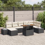 vidaXL Vrtni kavč set Set 8 Kremne blazine s črnim okvirjem | Shoptok.si