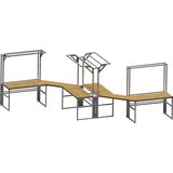 bedrunka hirth aluminijasta delovna miza s sistemsko nadgradnjo workalu®, dvostranska, 6 polic, 1 kabelski profil, 2 delovni svetilki, širina plošče 1 | Shoptok.si