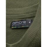Ombre Men's knitted t-shirt with fine texture - olive | Shoptok.si