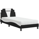 vidaXL Postelja z vzmetnico črna in bela 90x190 cm umetno usnje, (21143007) | Shoptok.si