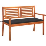 vidaXL vrtna klop za 2 osebi z blazino 120 cm trden evkaliptus | Shoptok.si