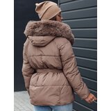 DStreet Women's winter jacket FURSOFT quilted with hood dark beige | Shoptok.si