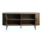 Unique Furniture Rjava komoda v hrastovem dekorju z drsnimi vrati 180x76x45 cm Nola – | Shoptok.si