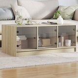 vidaXL Klubska mizica s steklenimi vrati sonoma hrast 102x50x42 cm Cene