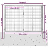  Vrtna vrata od pocinčanog čelika 300x175 cm srebrne boje | shoptok.hr