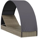 vidaXL Vrtna postelja s streho siva 211x57x140 cm poli ratan - - Siva - 17.8 - N/A - 2025--Uvoz_4 | Shoptok.si