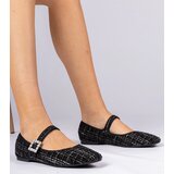 Gemre Black women's ballet flats with buckle and crystals Piona | Shoptok.si