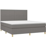  Box spring postelja z vzmetnico LED temno siva 160x200 cm blago, (20789210) | Shoptok.si
