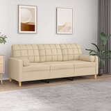 vidaXL Kavč trosed z blazinami krem 180 cm blago | Shoptok.si