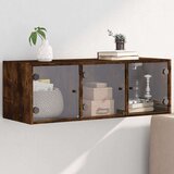 vidaXL Stenska omarica s steklenimi vrati dimljen hrast 102x37x35 cm | Shoptok.si