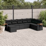  8-dijelni set vrtnih sofa od poliratana s jastucima crni Slike