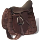 vidaXL Jahalno Sedlo Set 17,5" Pravo Usnje Rjave Barve 18 cm 5-v-1 cene