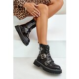 Boto Lacquered Worker Boots With Buckles Black Serizia | ePonuda.com