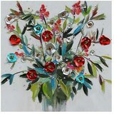  Ručno oslikana slika (Materijal: Drvo, Š x V: 30 x 30 cm, Cvijeće) Cijene