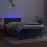 vidaXL Box spring postelja z vzmetnico LED tem. zelena 90x19 | Shoptok.si