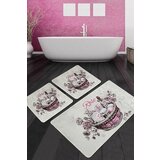 Rose basket djt multicolor bathmat set (3 pieces)