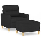  The Living Store Fotelj s stolčkom za noge črn 60 cm blago - Kavč S Stolčkom Za Noge, (21449193) | Shoptok.si