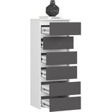 AKORD Cl6 Komoda, 6 Predalov, Bela/Siva, (5000332088) | Shoptok.si