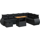 vidaXL 9-dijelni set vrtnih sofa s jastucima crni od poliratana bagrem | shoptok.hr