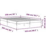  Okvir za krevet boja hrasta 150x200cm konstruirano drvo i metal | shoptok.hr