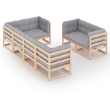  Sedežna garnitura 7-delna z blazinami trdna borovina | Shoptok.si