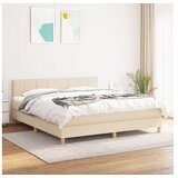 vidaXL Krevet s oprugama i madracem krem 160x200 cm od tkanine Cijene