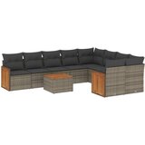  The Living Store Vrtna sedežna garnitura 10-delna z blazinami siv poli ratan - Vrtna Sedežna Garniture, (21451019) | Shoptok.si