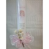  Krstne sveče z angelčkom, suhim cvetjem in pentljo KRSV 26-01 | Shoptok.si