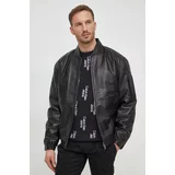 Calvin Klein Usnjena jakna moška, črna barva