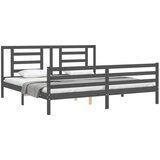  Okvir za krevet s uzglavljem sivi 200 x 200 cm od masivnog drva | shoptok.hr