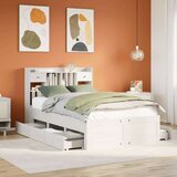  Knjižna postelja brez vzmetnice bela 135x190 cm trdna borovina, (21653610) | Shoptok.si
