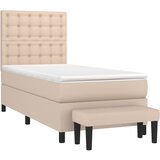  Krevet s oprugama i madrac cappuccino 100x200cm od umjetne kože | shoptok.hr