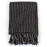 vidaXL Pamučni pokrivač na kvadratiće 220x250 cm crni | shoptok.hr