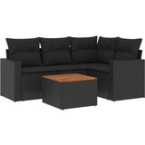  The Living Store Vrtna sedežna garnitura 5-delna z blazinami črn poli ratan - Vrtna Sedežna Garniture, (21452666) | Shoptok.si
