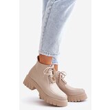 Zazoo 2952 Leather Ankle Boots With Golden Decoration Beige | shoptok.hr