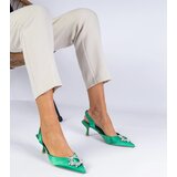 D/CEO marka niezdefiniowana Green satin pumps with an open heel Melossi | Shoptok.si