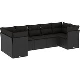 Maison Chic Seti vrtnega pohištva - Vrtna garnitura - Vrtni pohištvo set 7-delna z blazinami črn poli ratan, (21802048) | Shoptok.si