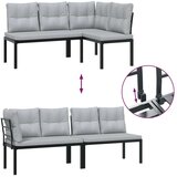  Set vrtnih klupa s jastucima 3 kom crni čelik obložen prahom | shoptok.hr